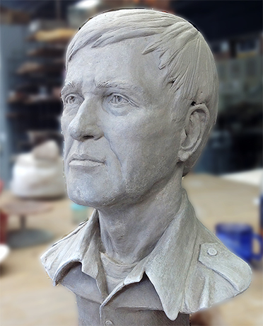 Sculpture of a man's head in clay