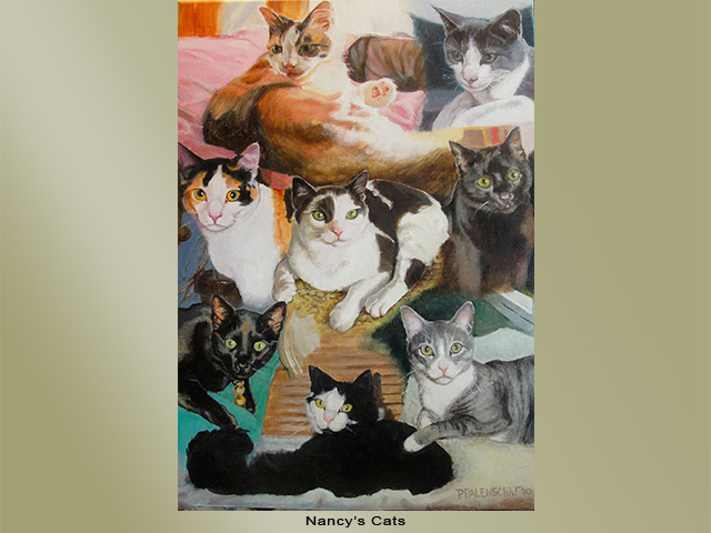 Painting of a group of cats