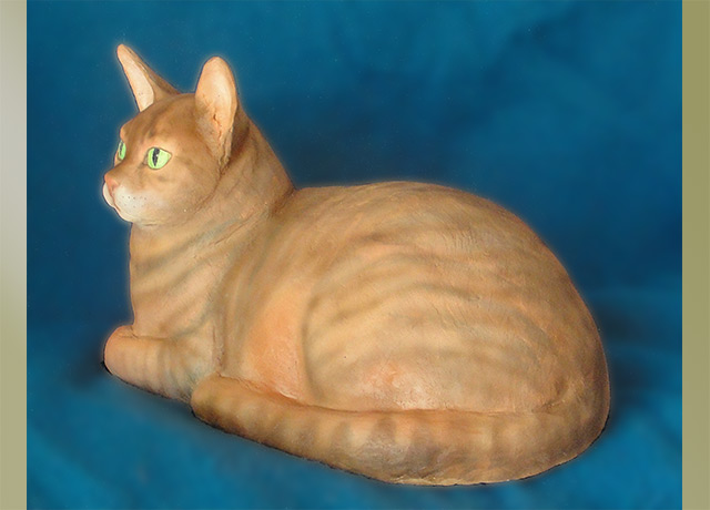 Sculpture of an orange cat